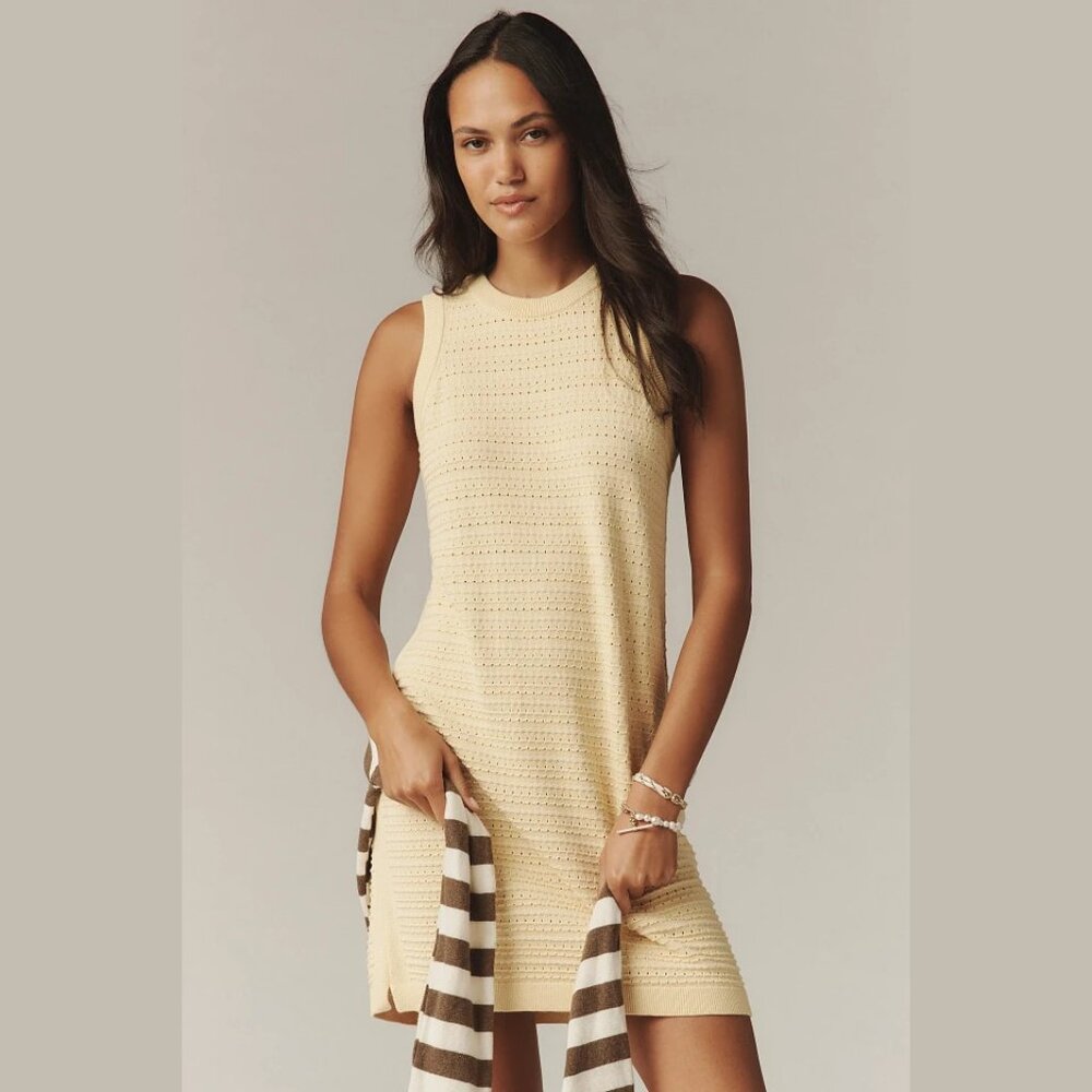NEW Varley - Size Large Women's Mini Shift Dress - Soft Sunlight
